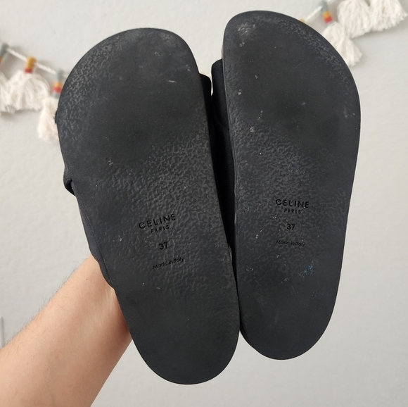 Celine Twist Knot Black Leather Slide Sandals Designer Beach Boho Classic 37 - Picture 11 of 13